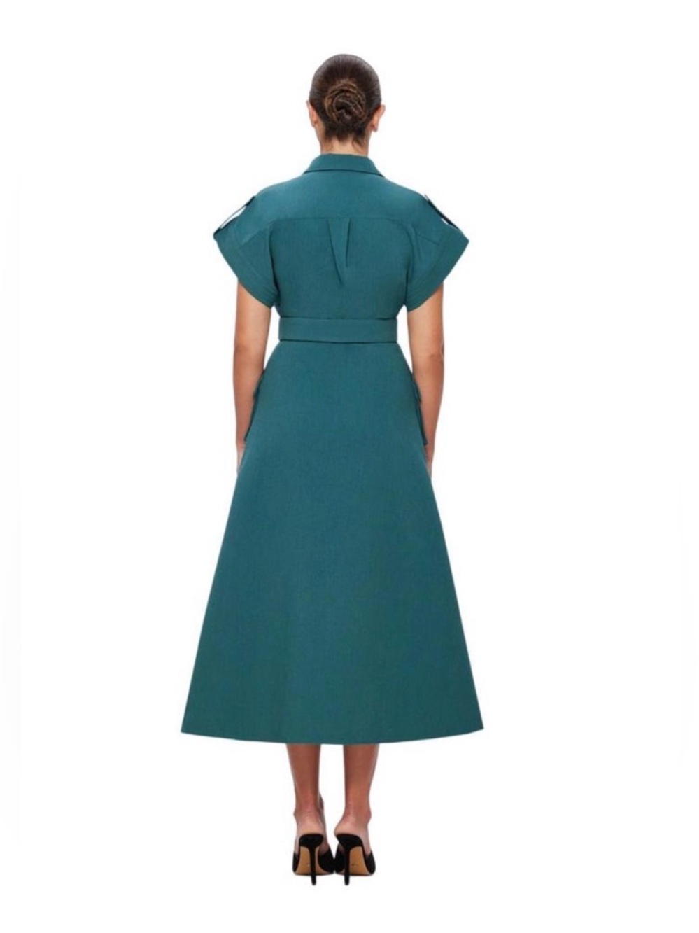 Leo Lin Audrey Short-Sleeve Pocket Midi Shirtdress | US 6 - Picture 2 of 9